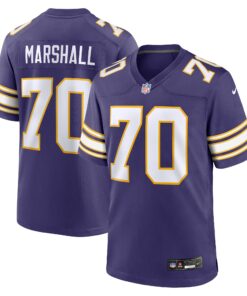 Men's Minnesota Vikings Jim Marshall Purple Classic Retired Player Jersey JS9591 nicesnker