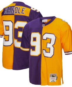 Men's Minnesota Vikings John Randle Mitchell & Ness Purple/Gold 1998 Split Legacy Jersey JS6068 nicesnker