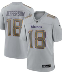 Men's Minnesota Vikings Justin Jefferson Gray Atmosphere Fashion Game Jersey JS4783 nicesnker