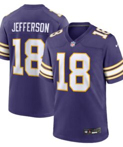 Men's Minnesota Vikings Justin Jefferson Purple Classic Player Game Jersey JS2633 nicesnker