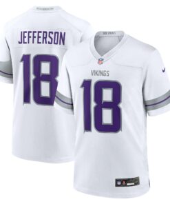 Men's Minnesota Vikings Justin Jefferson White Alternate Game Player Jersey JS7470 nicesnker