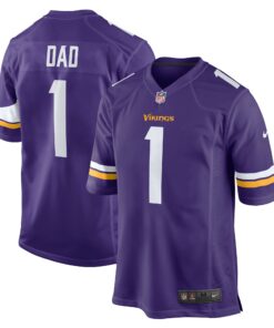 Men's Minnesota Vikings Number 1 Dad Purple Game Jersey JS1349 nicesnker