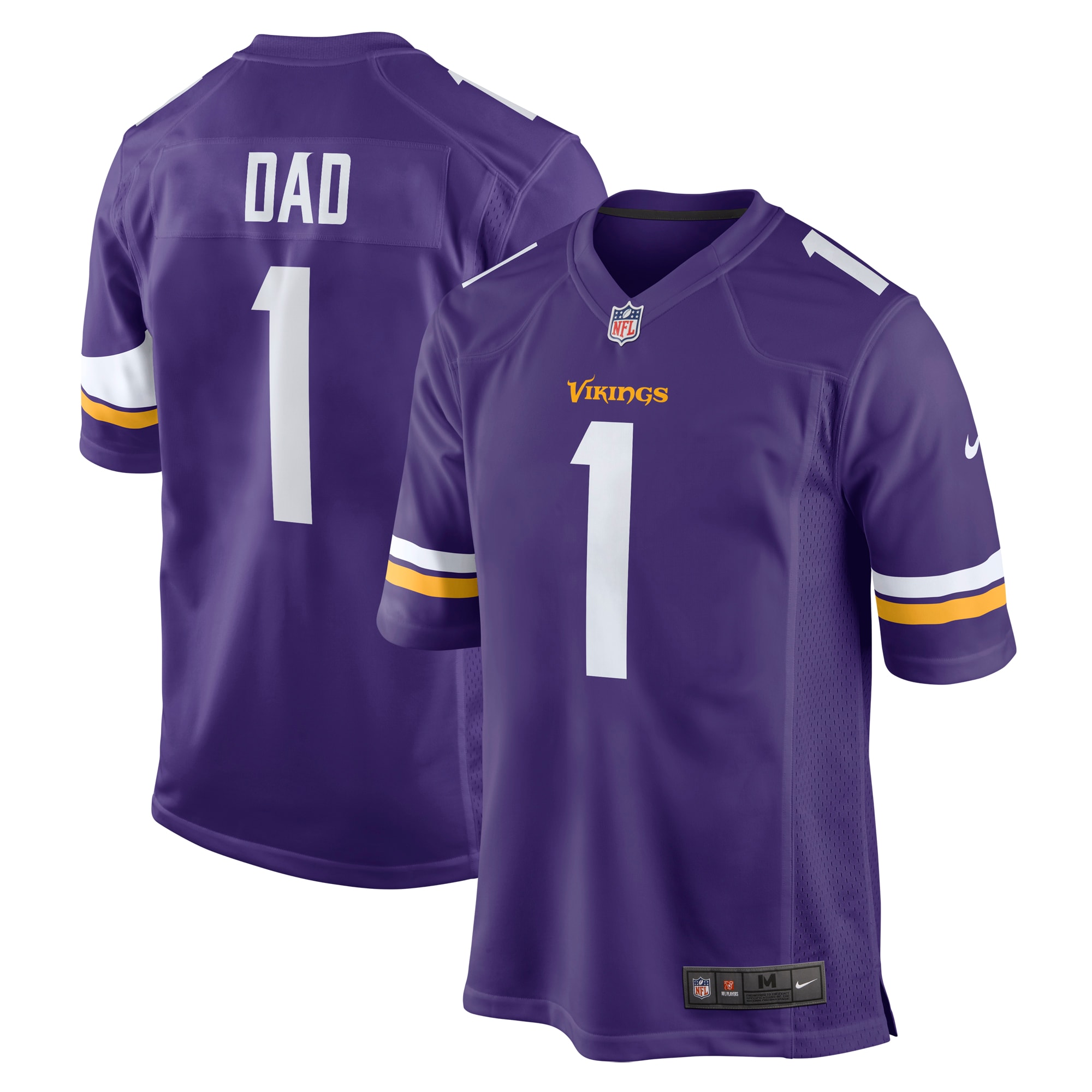 Men's Minnesota Vikings Number 1 Dad Purple Game Jersey JS1349 nicesnker
