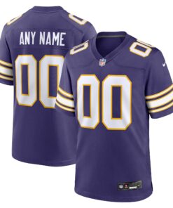 Men's Minnesota Vikings Purple Classic Custom Game Jersey JS9336 nicesnker