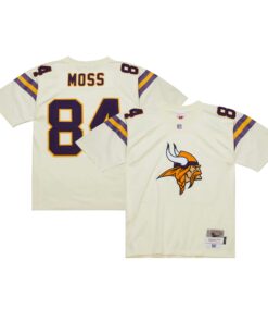 Men's Minnesota Vikings Randy Moss Mitchell & Ness Cream Chainstitch Legacy Jersey JS5971 nicesnker