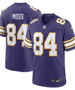 Men's Minnesota Vikings Randy Moss Purple Classic Retired Player Game Jersey JS9534 nicesnker
