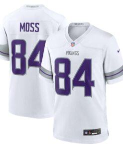 Men's Minnesota Vikings Randy Moss White Alternate Retired Player Game Jersey JS7218 nicesnker
