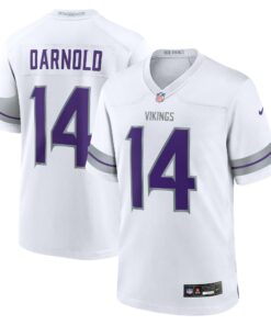 Men's Minnesota Vikings Sam Darnold White Alternate Game Player Jersey JS2345 nicesnker