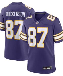 Men's Minnesota Vikings T.J. Hockenson Purple Classic Player Game Jersey JS2873 nicesnker