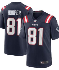 Men's New England Patriots Austin Hooper Navy Game Jersey JS5056 nicesnker