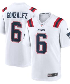 Men's New England Patriots Christian Gonzalez White Game Jersey JS9065 nicesnker