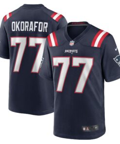 Men's New England Patriots Chukwuma Okorafor Navy Game Jersey JS2012 nicesnker