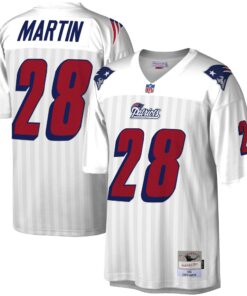 Men's New England Patriots Curtis Martin Mitchell & Ness White Legacy Jersey JS3188 nicesnker
