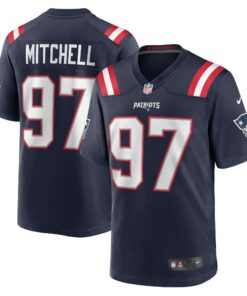 Men's New England Patriots DaMarcus Mitchell Navy Game Player Jersey JS2933 nicesnker