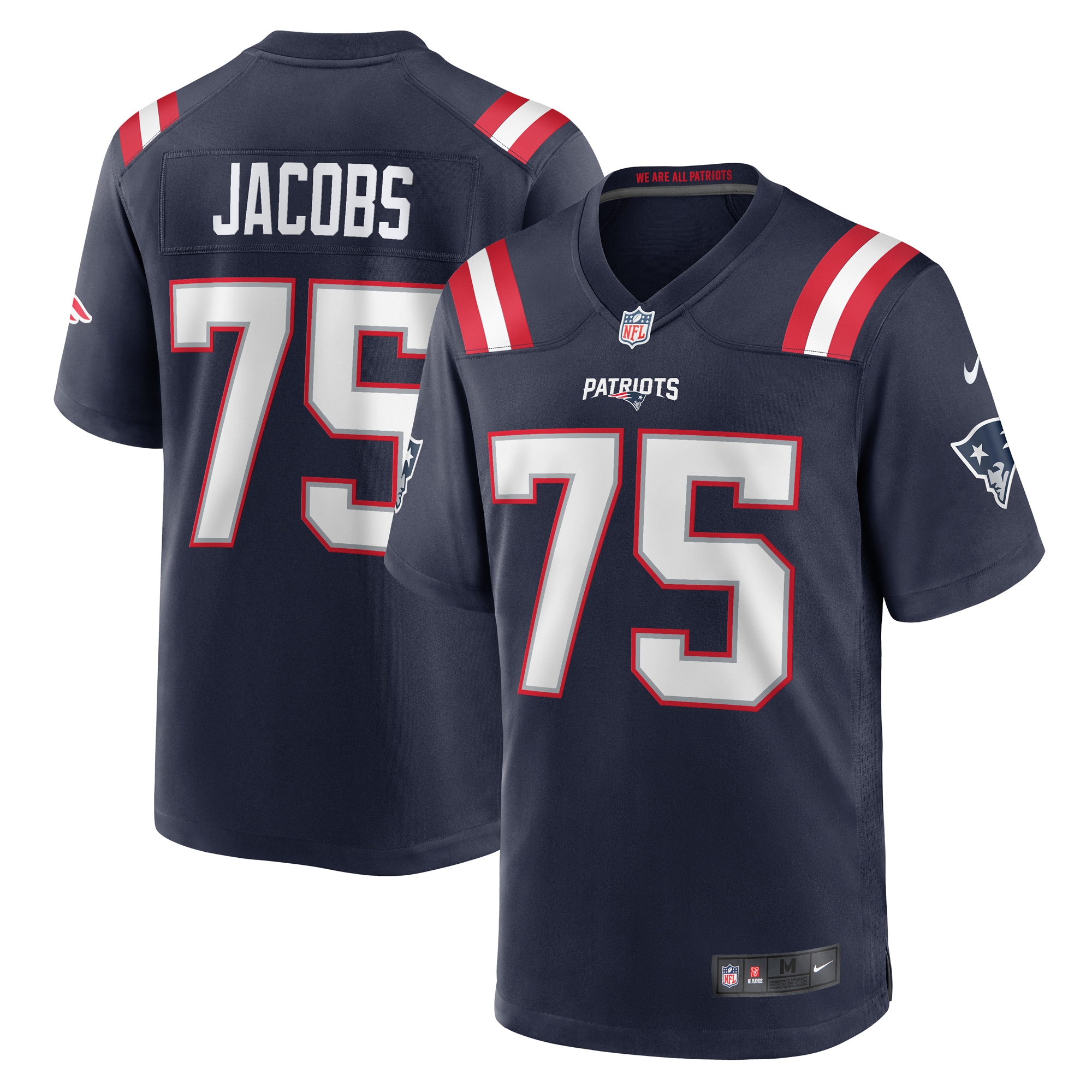 Men's New England Patriots Demontrey Jacobs Navy Game Jersey JS3170 nicesnker