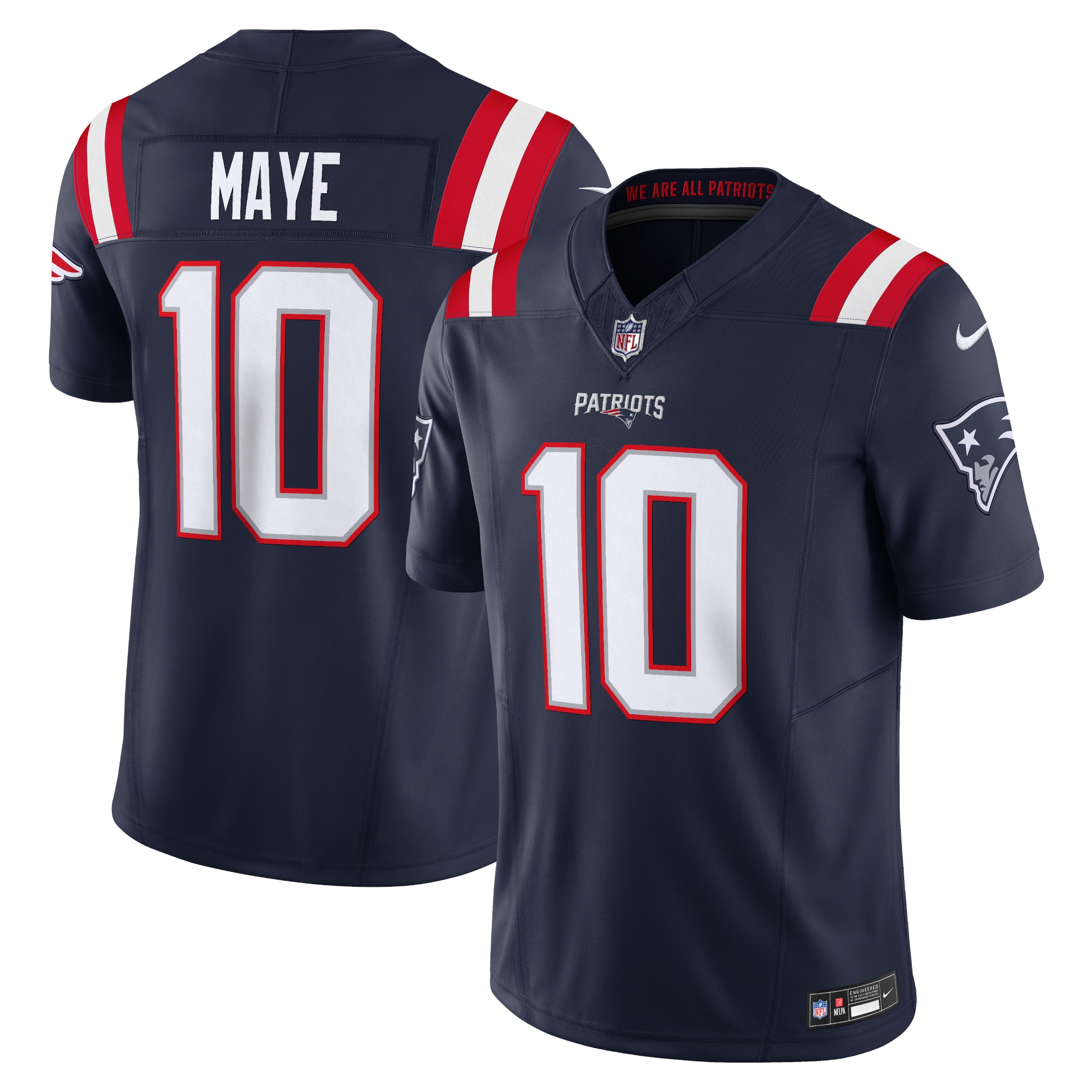 Men's New England Patriots Drake Maye Navy Vapor F.U.S.E. Limited Jersey JS7981 nicesnker