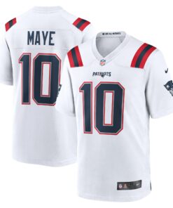 Men's New England Patriots Drake Maye White Player Game Jersey JS8515 nicesnker