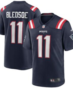Men's New England Patriots Drew Bledsoe Navy Game Retired Player Jersey JS5367 nicesnker