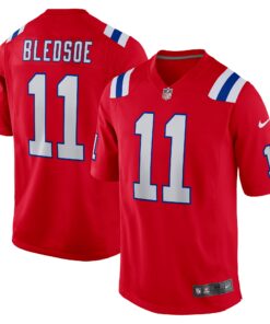 Men's New England Patriots Drew Bledsoe Red Retired Player Alternate Game Jersey JS3233 nicesnker