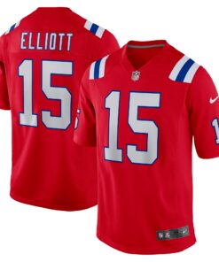 Men's New England Patriots Ezekiel Elliott Red Alternate Game Player Jersey JS6861 nicesnker