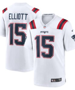 Men's New England Patriots Ezekiel Elliott White Game Player Jersey JS4478 nicesnker