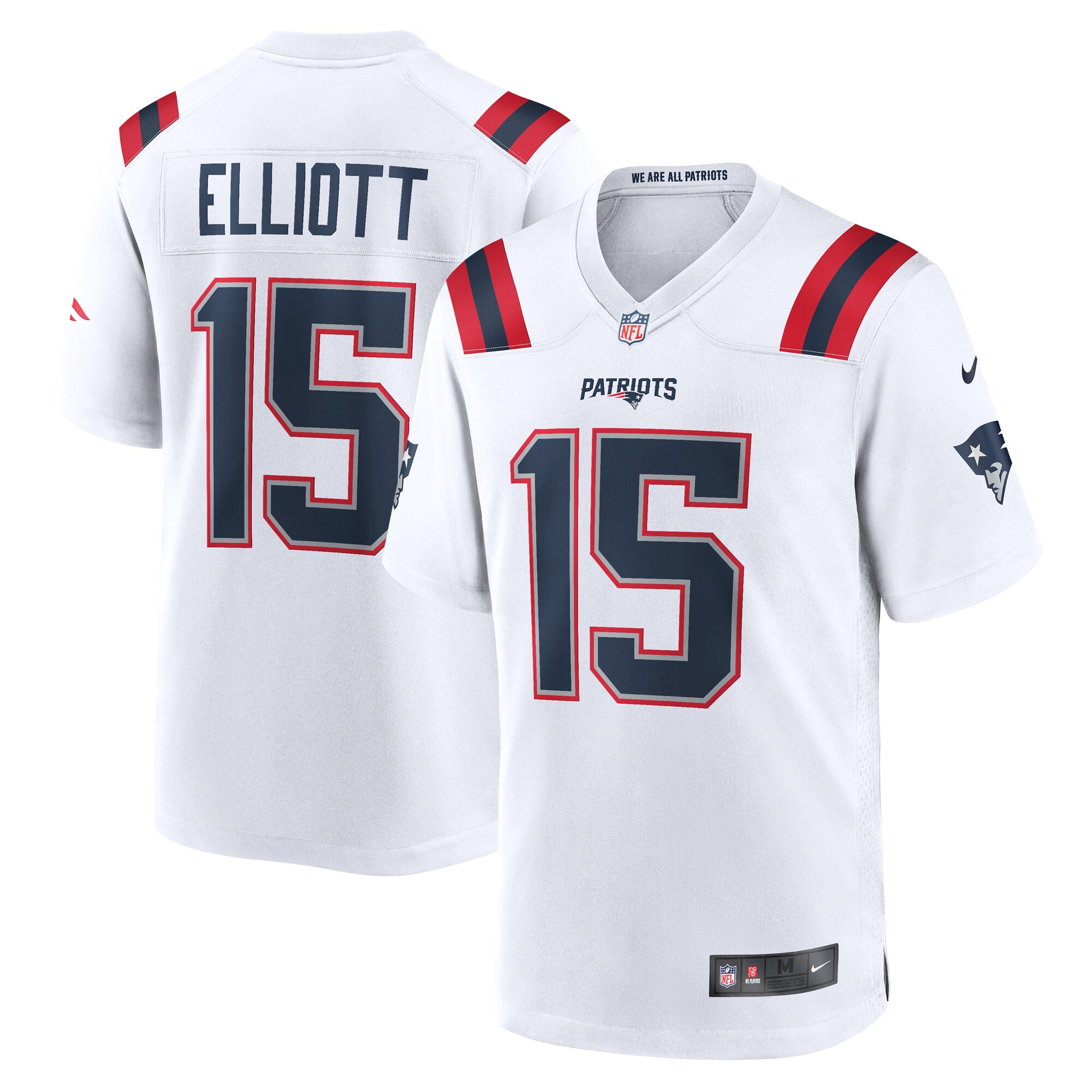 Men's New England Patriots Ezekiel Elliott White Game Player Jersey JS4478 nicesnker