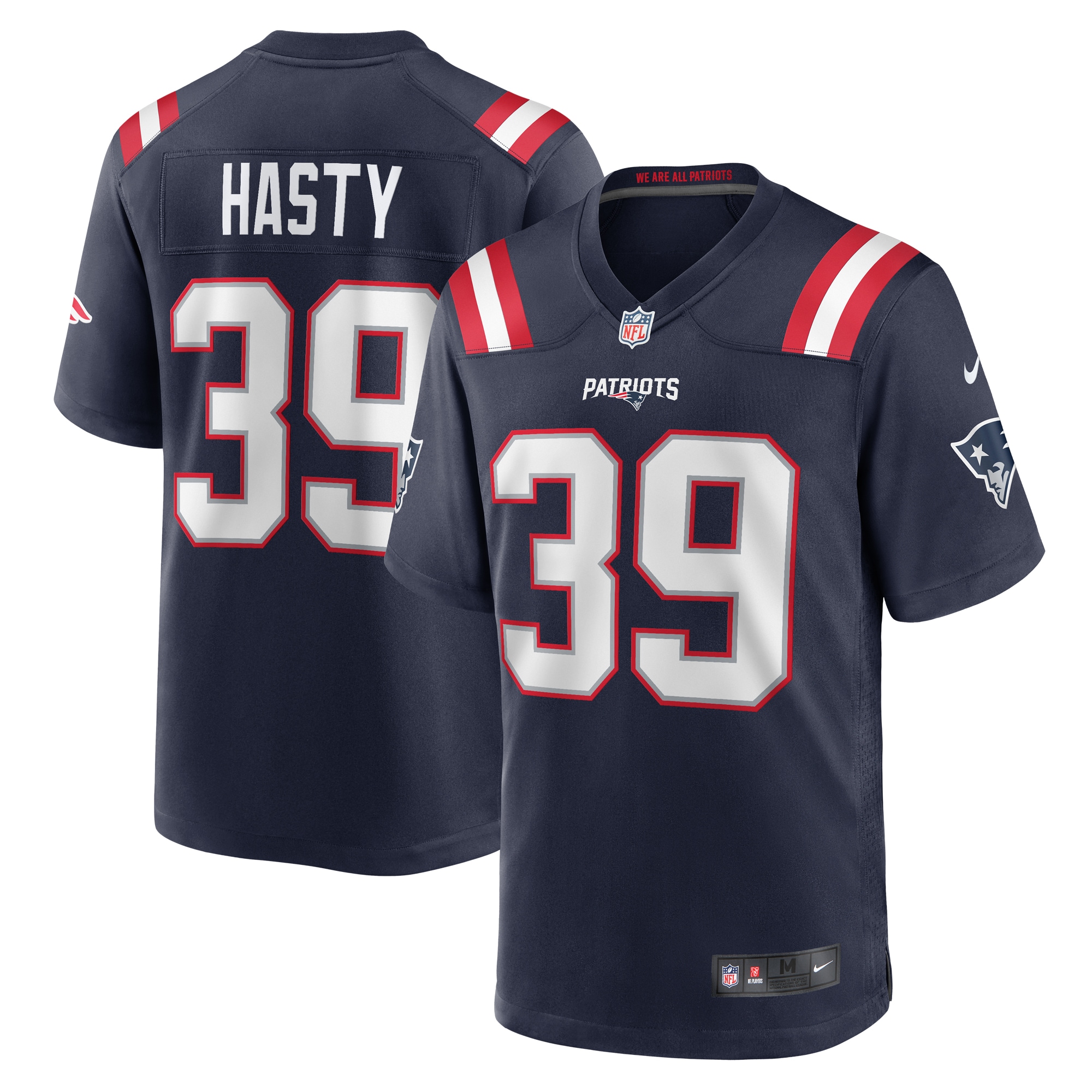 Men's New England Patriots Jamycal Hasty Navy Team Game Jersey JS6309 nicesnker