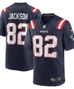 Men's New England Patriots JaQuae Jackson Navy Game Jersey JS9437 nicesnker