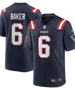 Men's New England Patriots Javon Baker Navy Team Game Jersey JS1491 nicesnker