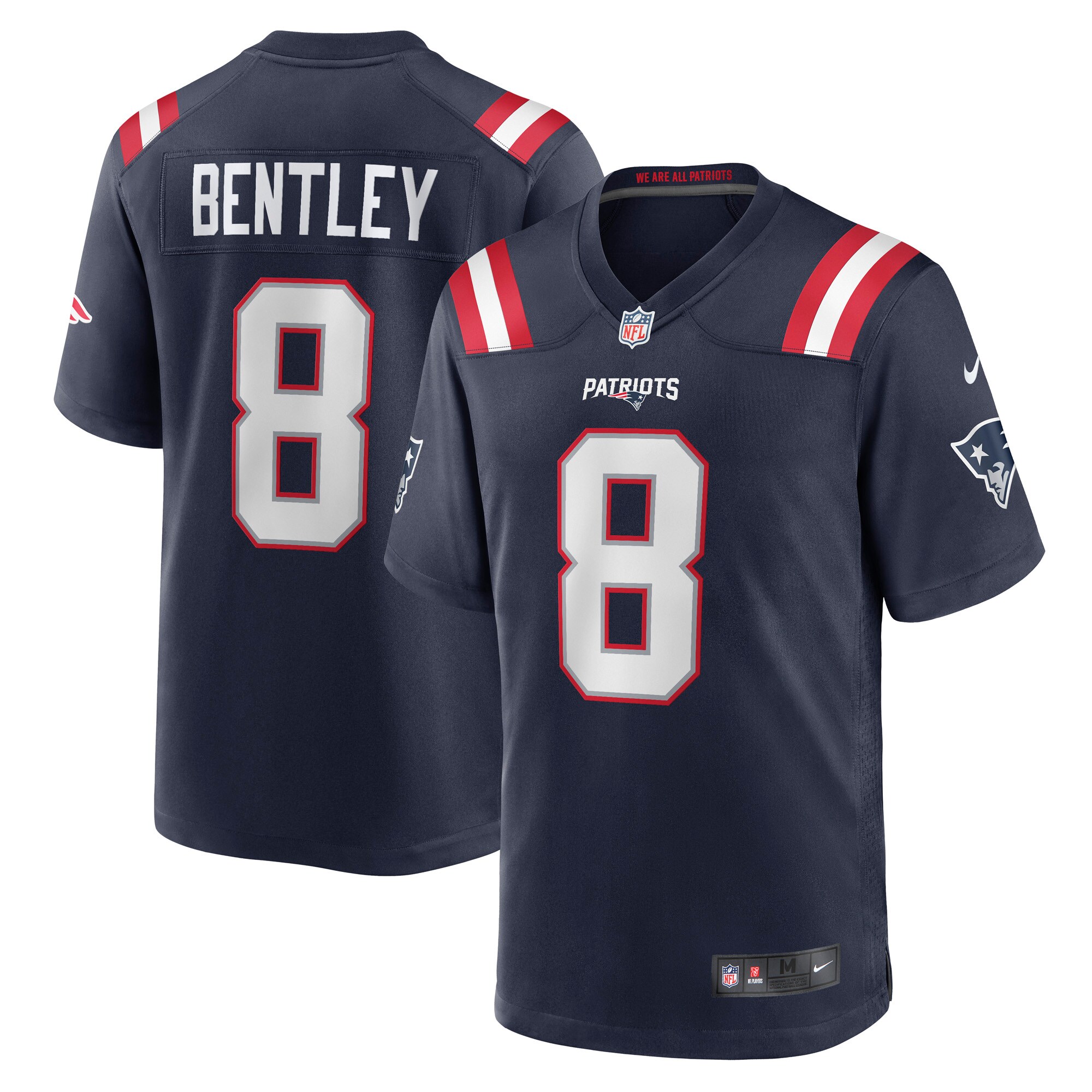 Men's New England Patriots Ja'Whaun Bentley Navy Game Player Jersey JS7873 nicesnker