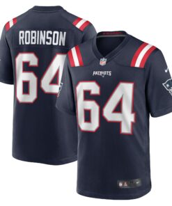 Men's New England Patriots Layden Robinson Navy Game Jersey JS5989 nicesnker