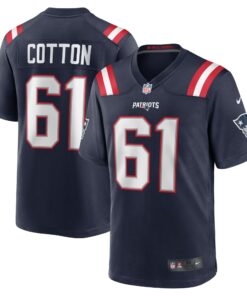 Men's New England Patriots Lester Cotton Sr. Navy Team Game Jersey JS6411 nicesnker