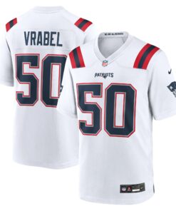 Men's New England Patriots Mike Vrabel White Retired Player Game Jersey JS8121 nicesnker