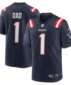 Men's New England Patriots Number 1 Dad Navy Game Jersey JS5829 nicesnker
