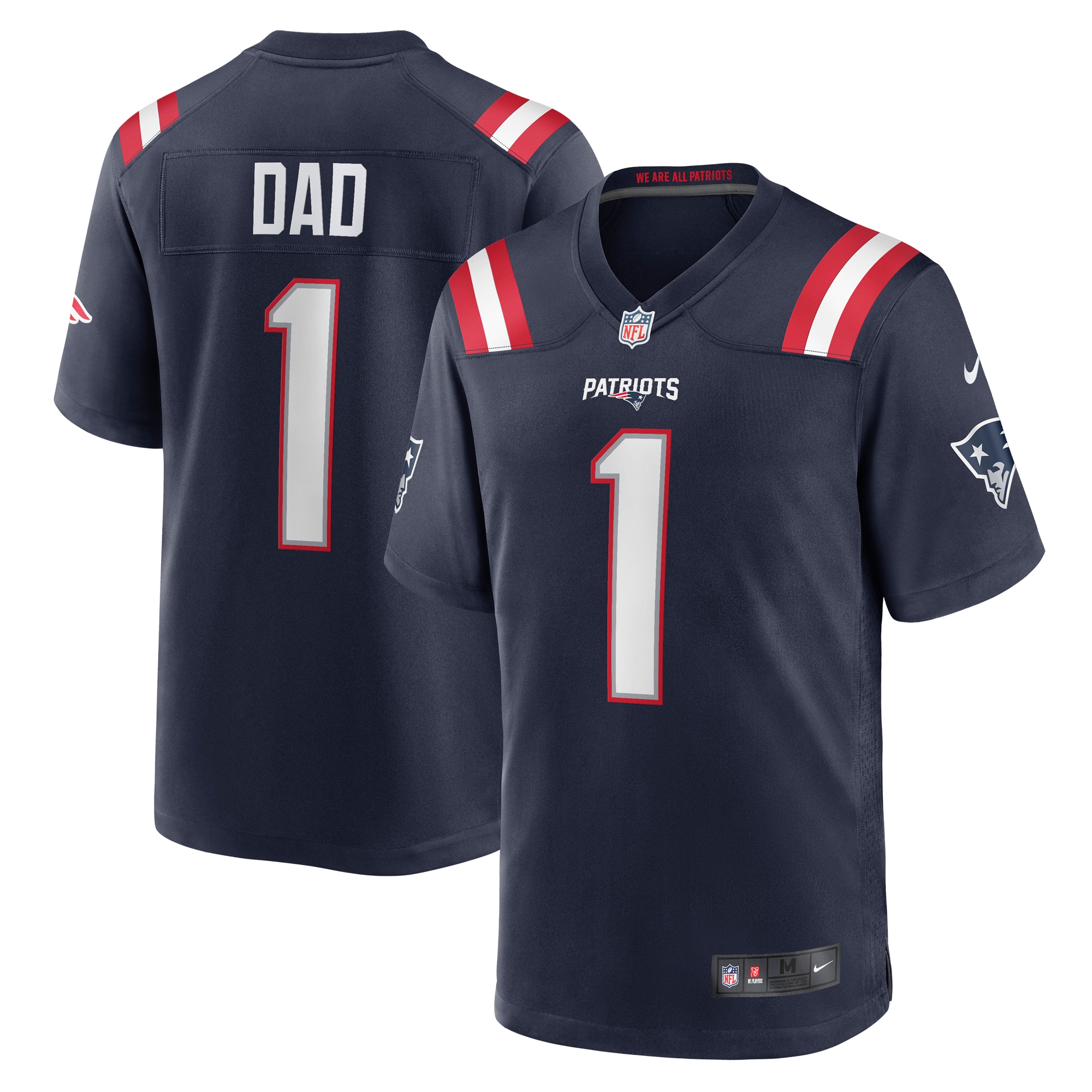Men's New England Patriots Number 1 Dad Navy Game Jersey JS5829 nicesnker