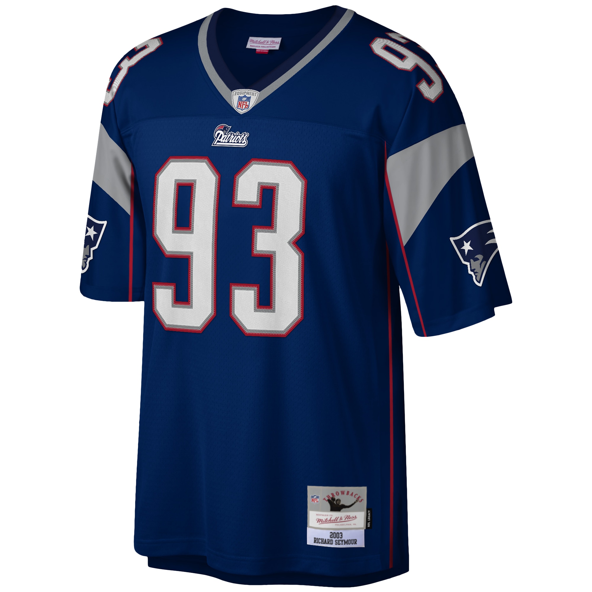 Men's New England Patriots Richard Seymour Mitchell & Ness Navy Legacy Jersey JS1660 nicesnker - Image 2