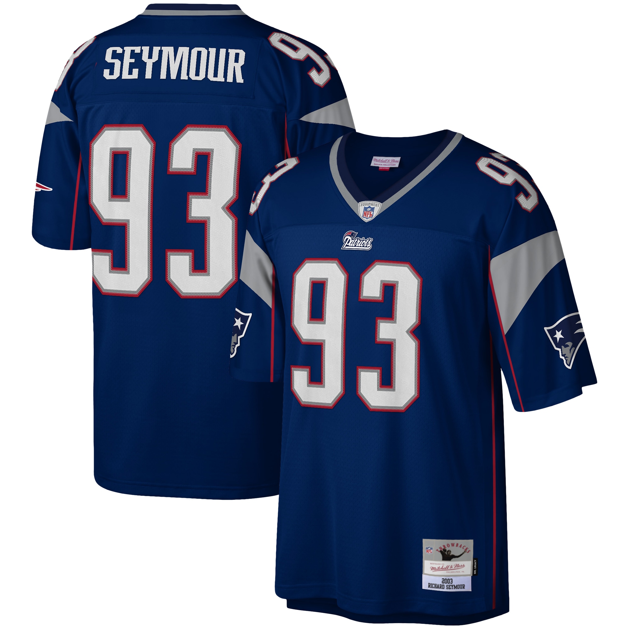Men's New England Patriots Richard Seymour Mitchell & Ness Navy Legacy Jersey JS1660 nicesnker