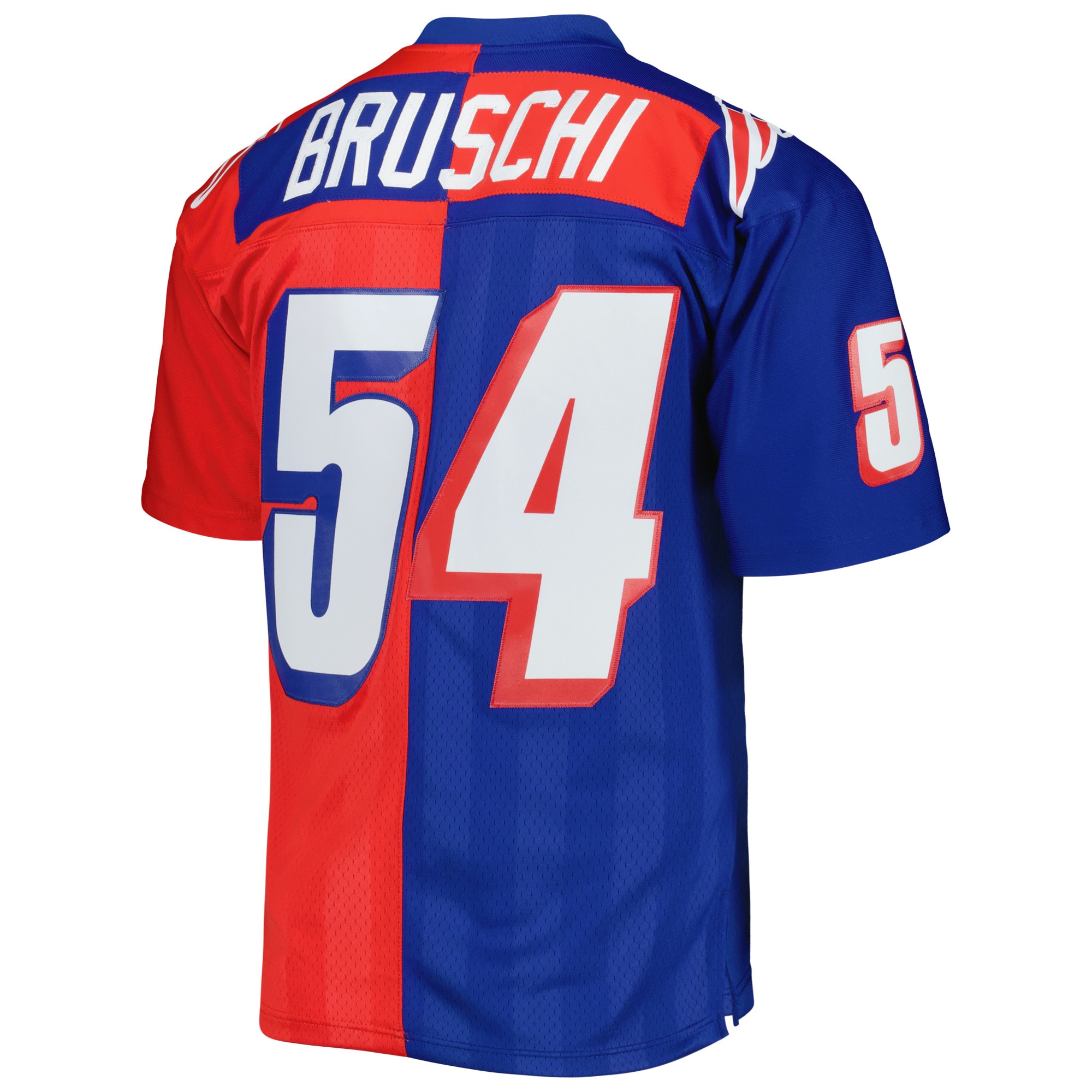 Men's New England Patriots Tedy Bruschi Mitchell & Ness Royal/Red 1996 Split Legacy Jersey JS2590 nicesnker - Image 3