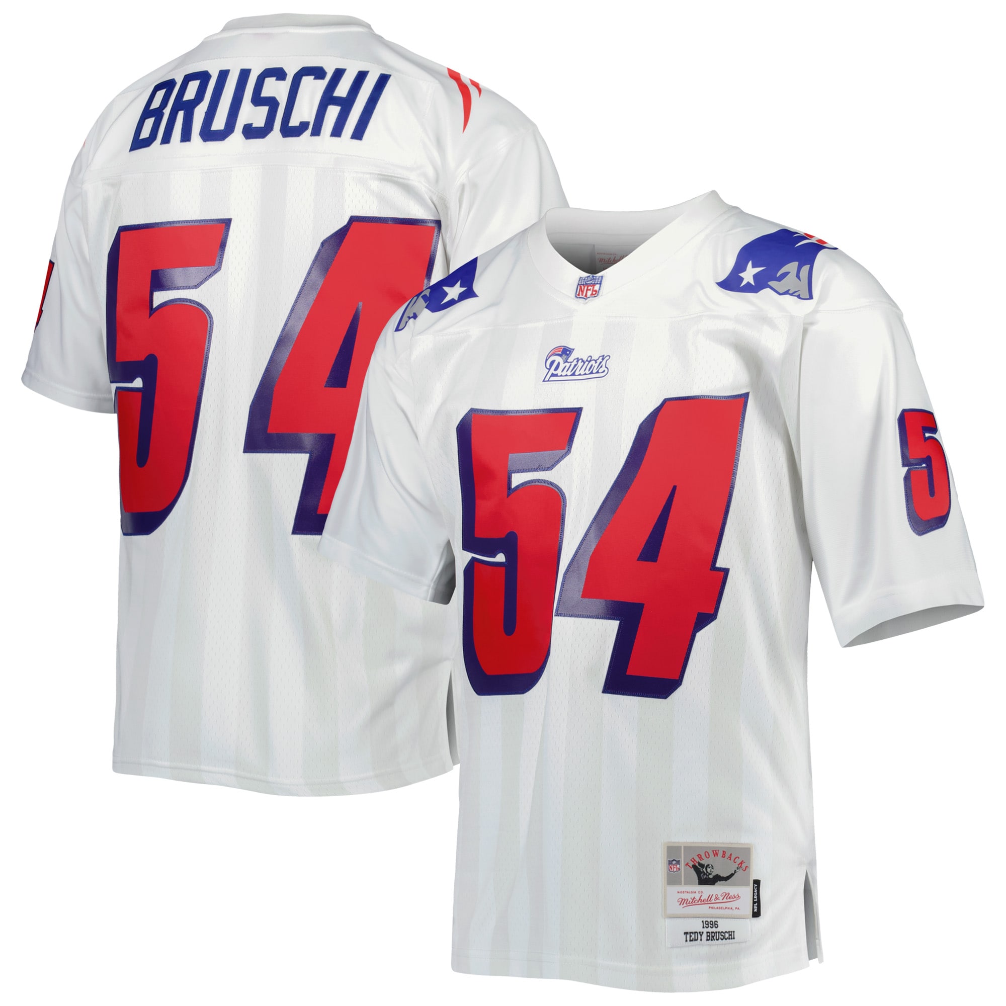 Men's New England Patriots Tedy Bruschi Mitchell & Ness White Legacy Jersey JS5944 nicesnker