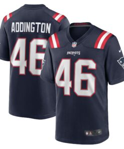 Men's New England Patriots Tucker Addington Navy Home Game Player Jersey JS9525 nicesnker