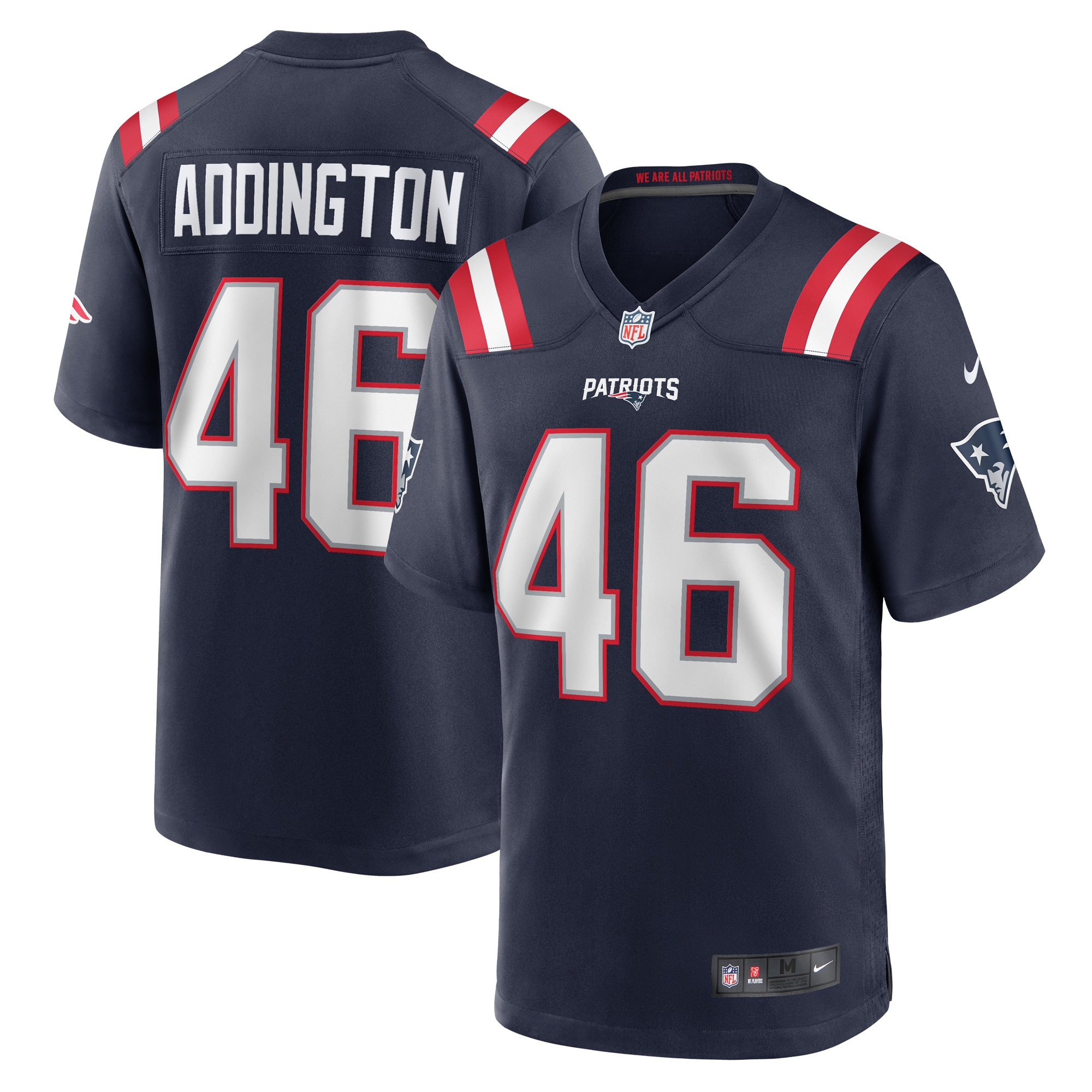 Men's New England Patriots Tucker Addington Navy Home Game Player Jersey JS9525 nicesnker
