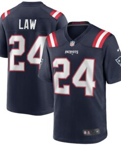 Men's New England Patriots Ty Law Navy Game Retired Player Jersey JS1632 nicesnker