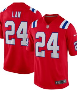 Men's New England Patriots Ty Law Red Retired Player Alternate Game Jersey JS4978 nicesnker