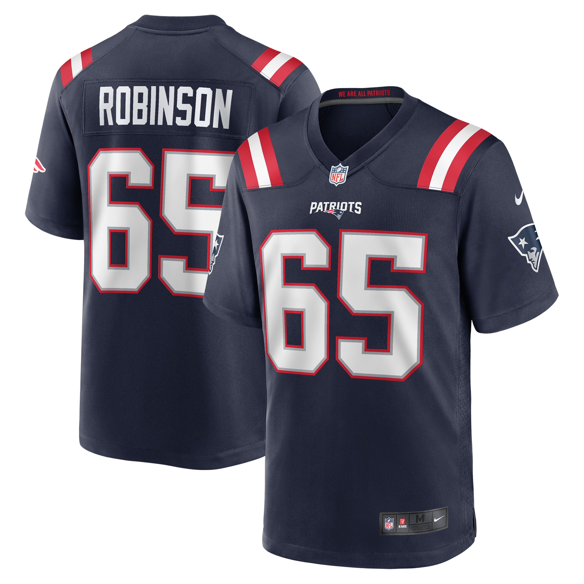 Men's New England Patriots Tyrese Robinson Navy Game Jersey JS5267 nicesnker