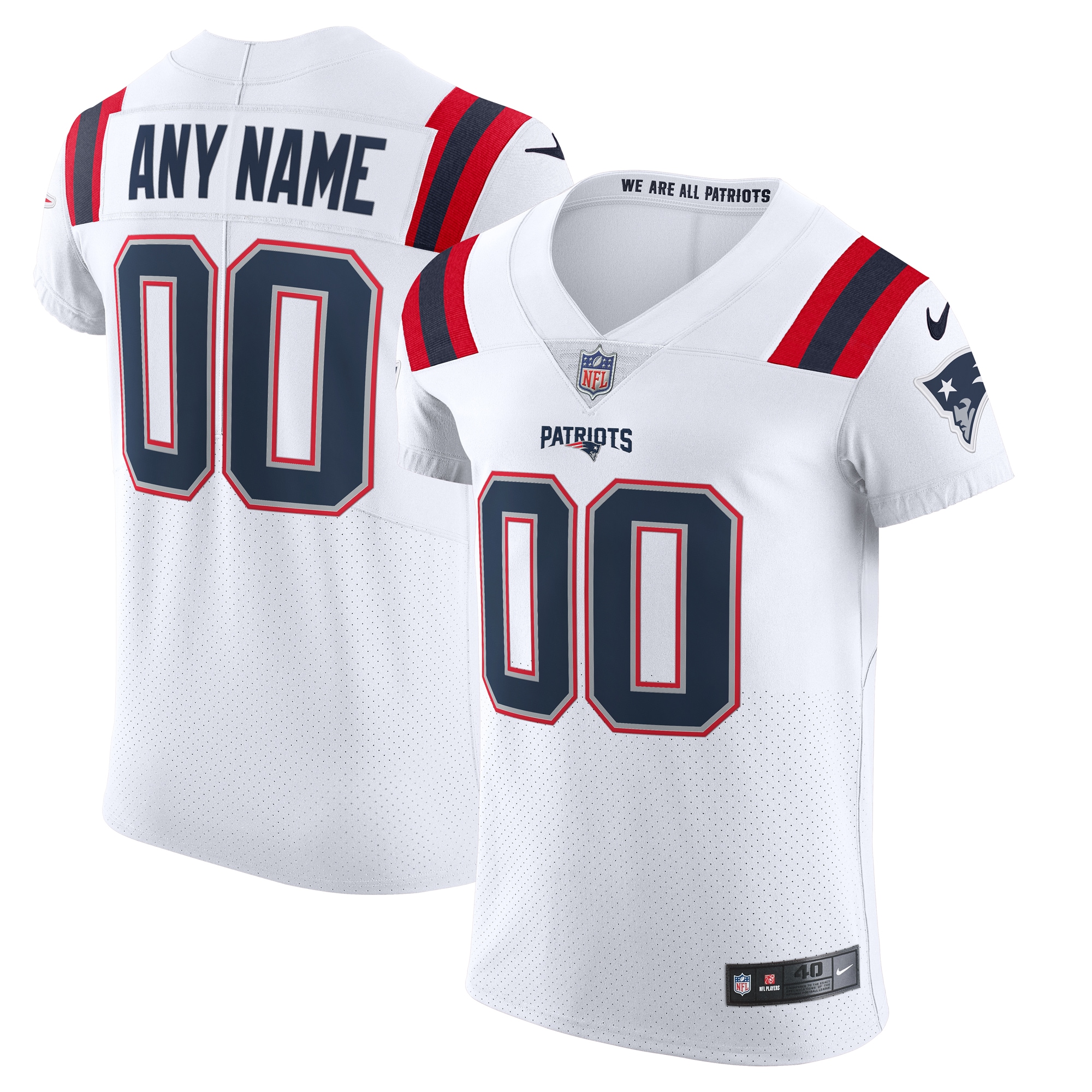 Men's New England Patriots White Vapor Elite Custom Jersey JS6411 nicesnker