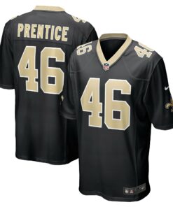Men's New Orleans Saints Adam Prentice Black Game Player Jersey JS9199 nicesnker