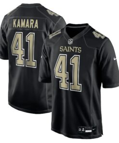 Men's New Orleans Saints Alvin Kamara Carbon Black Fashion Game Jersey JS6344 nicesnker