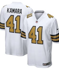 Men's New Orleans Saints Alvin Kamara White Alternate Game Jersey JS9631 nicesnker