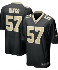 Men's New Orleans Saints Christian Ringo Black Game Player Jersey JS8193 nicesnker