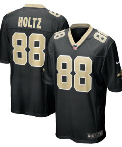 Men's New Orleans Saints J.P. Holtz Black Game Player Jersey JS9210 nicesnker